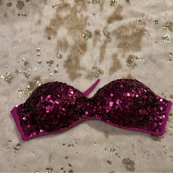 Dineila Brazil For Free People Small Sequin Swim Top Purple - Picture 1 of 5